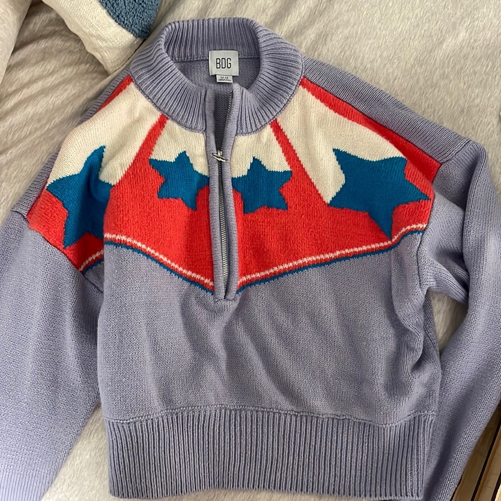 BDG purple cropped sweater with stars